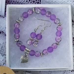 Purple Frosted Bracelet & Earring Set